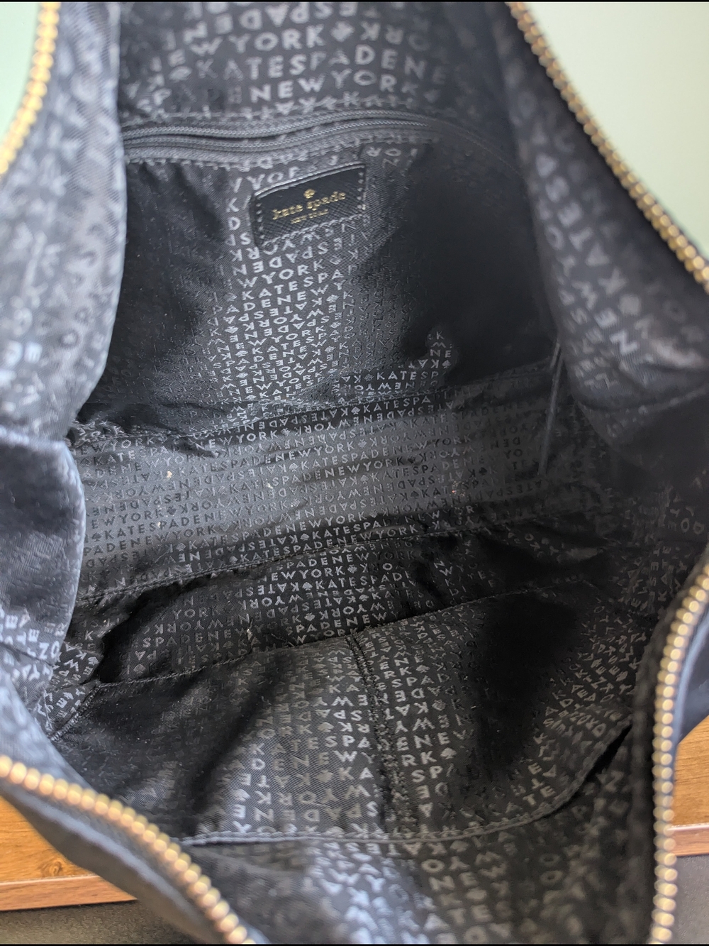 Kate Spade New York Justyne Nylon Hobo Bag in black. - Picture 8 of 11